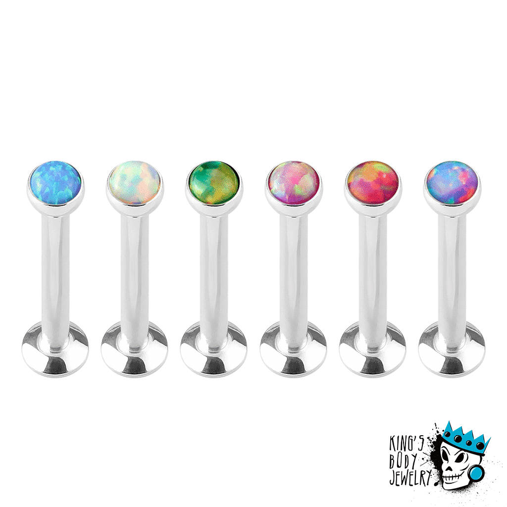 Opal Stone Labret Ring (16 gauge) | King's Body Jewelry