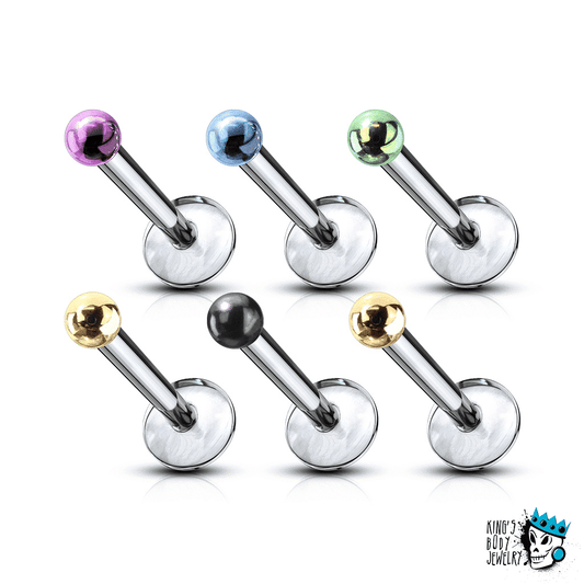 Anodized Bead Labret Ring (16 gauge)