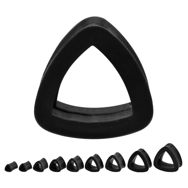 Black Silicone Triangle Tunnels (2 gauge - 1 inch)