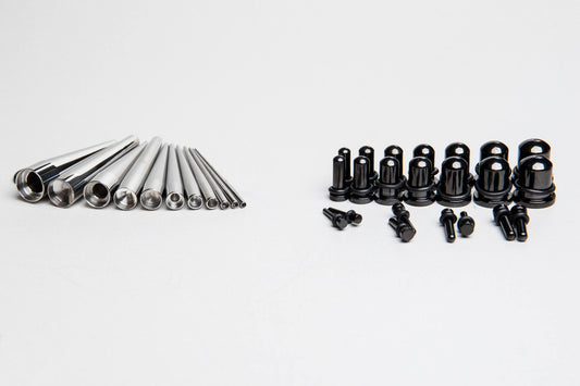 Black Single Flare Plugs & Concave Tapers  Full Kit (14 gauge - 00 gauge)