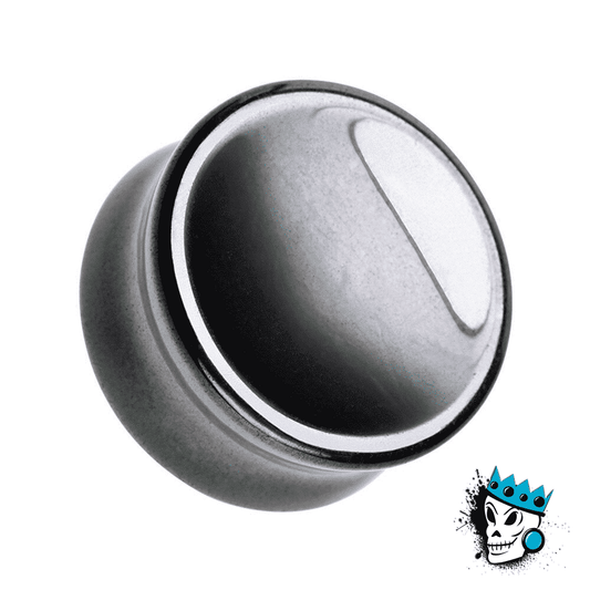 Hematite Concave Stone Plugs (2 gauge - 1 inch)