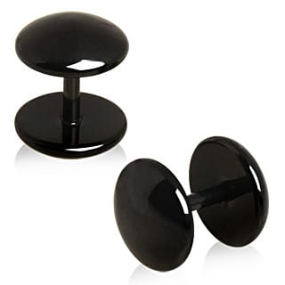 Fake Steel Black Dome Plugs (16 gauge)