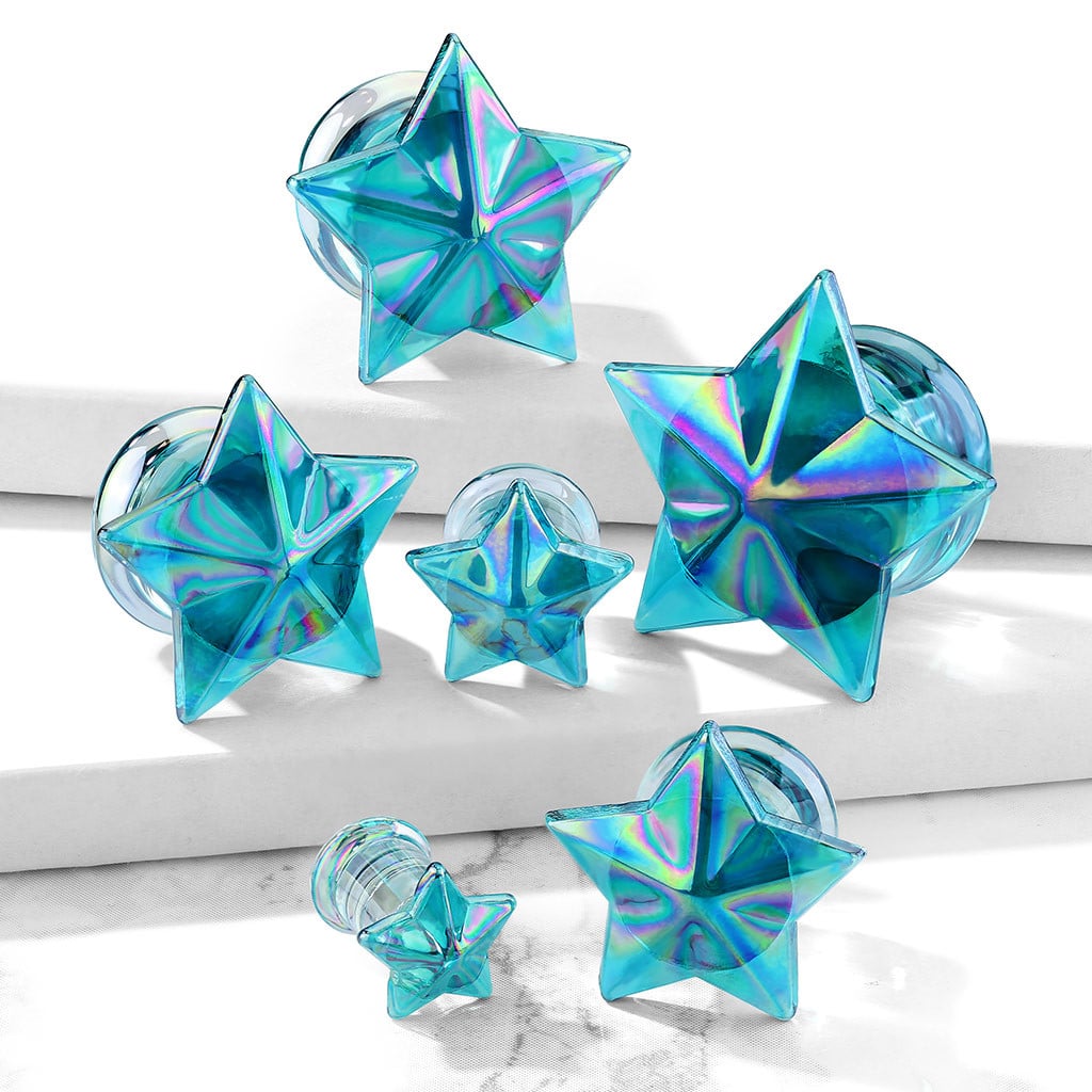 Blue Star Glass Plugs (2 gauge - 5/8 inch)