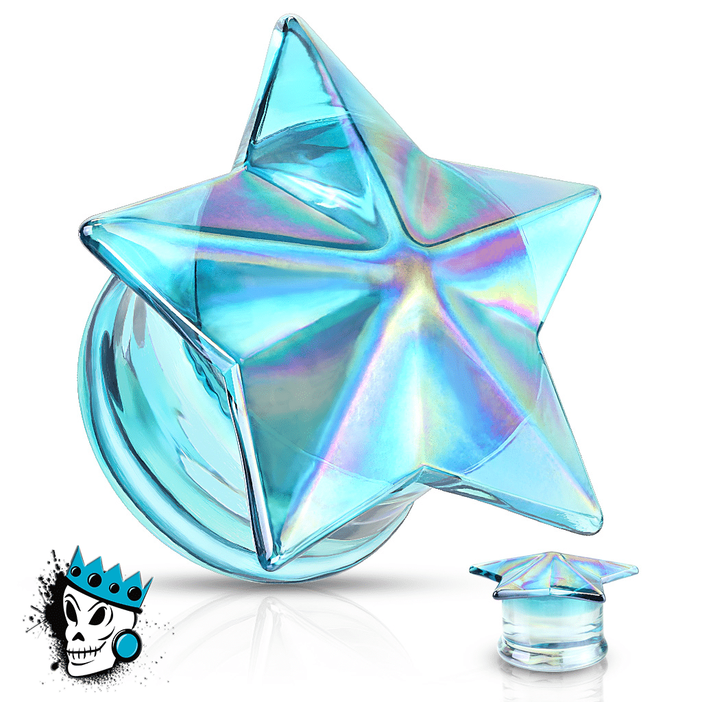 Blue Star Glass Plugs (2 gauge - 5/8 inch)