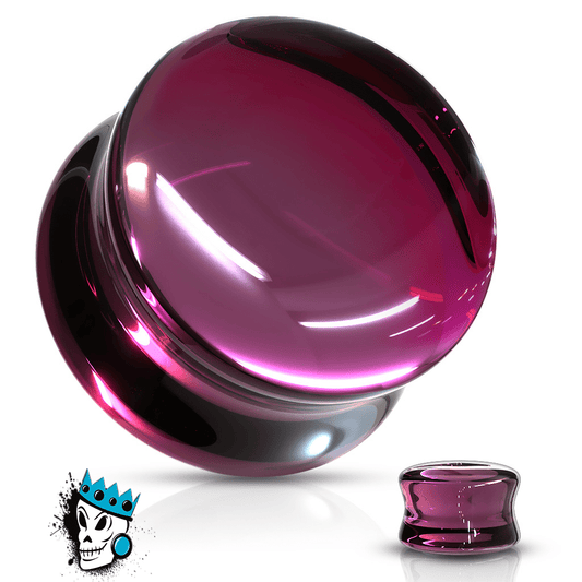 Burgundy Double Flare Convex Glass Plugs (2 gauge - 5/8 inch)