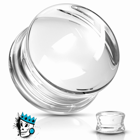 Clear Double Flare Convex Glass Plugs (2 gauge - 5/8 inch)
