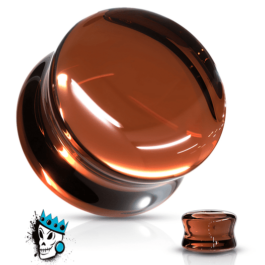 Smokey Topaz Double Flare Convex Glass Plugs (2 gauge - 5/8 inch)