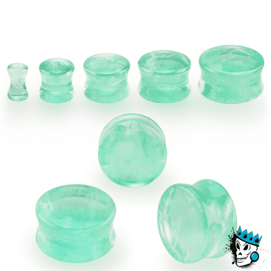 Green Fluorite Double Flare Stone Plugs (6 gauge - 11/16 inch)