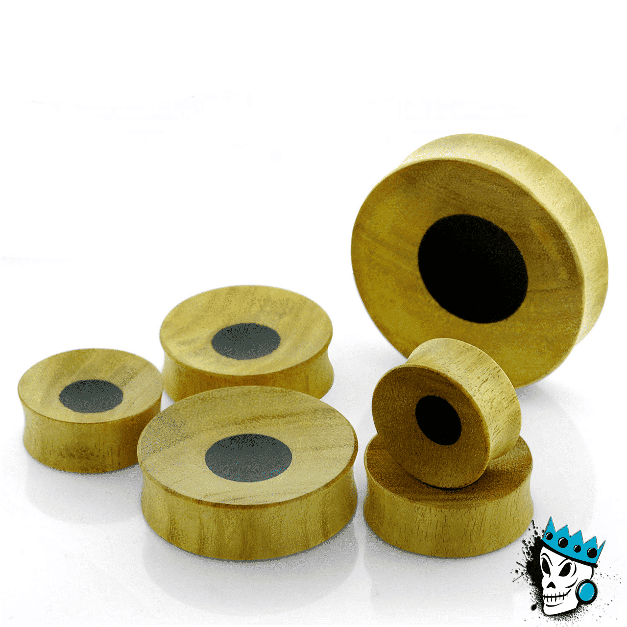 Jackfruit Concave Plugs with Black Areng Inlay  (6  guage - 2 inch)