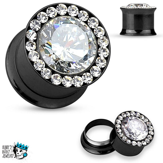 Black Internally Threaded Ultimate Bling Plugs (2 gauge - 12 mm)