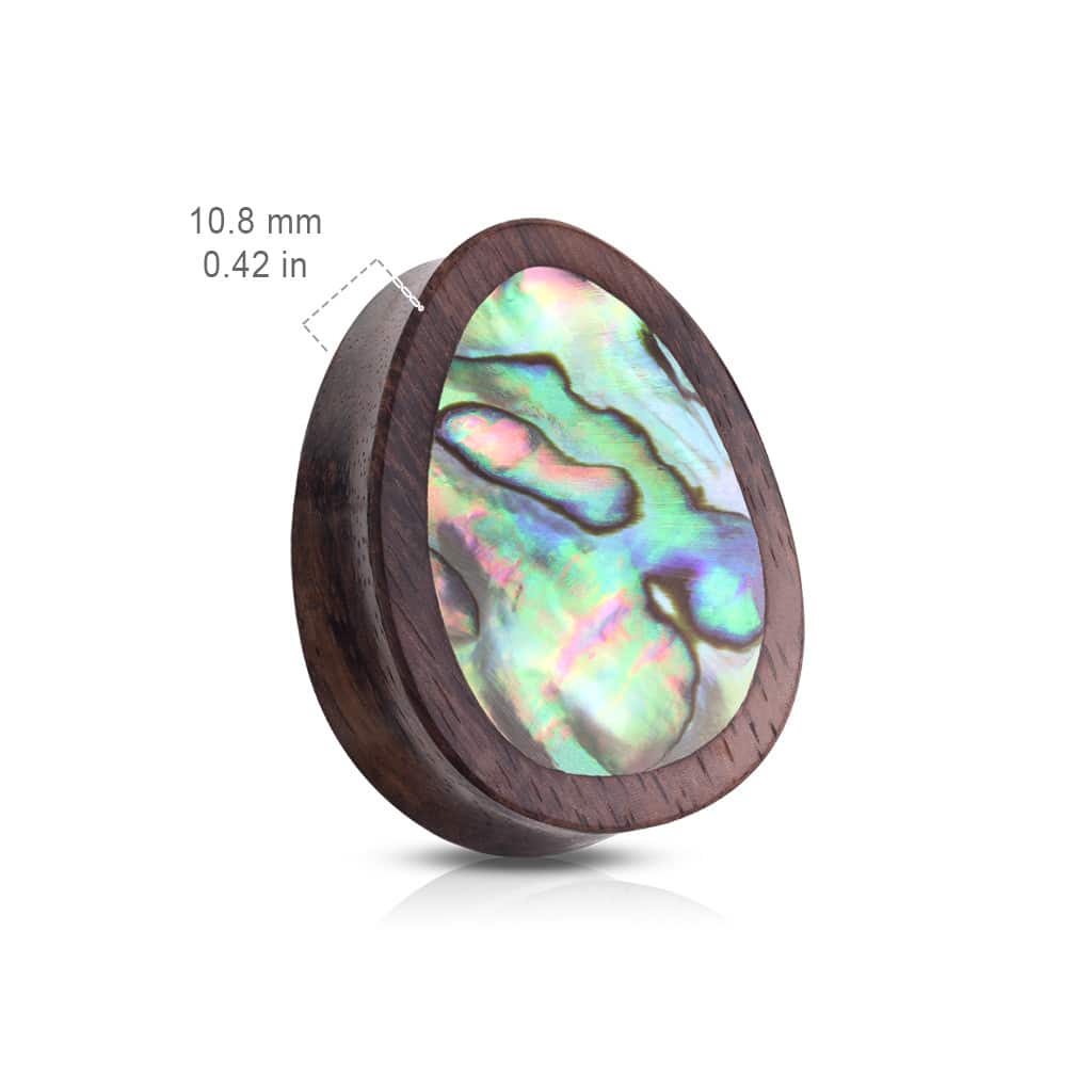 Sono Wood Oval Plugs with an Abalone Shell Inlay (0 g - 1 inch)