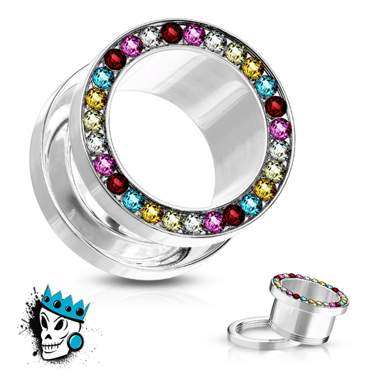 Multi Color Bling Flesh Tunnels (8 gauge - 1 inch)