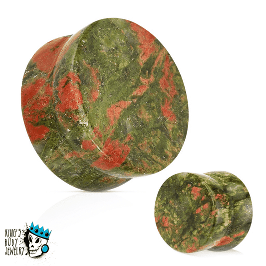 Unakite Double Flare Stone Plugs  (8 gauge - 1 inch)