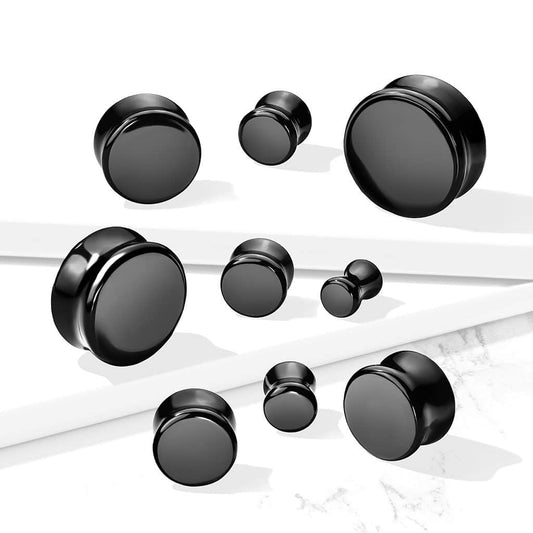 Black Obsidian Double Flare Stone Plugs (8 gauge - 2 1/2 inch)