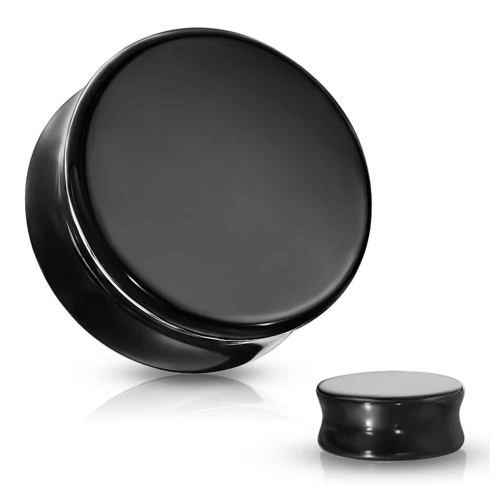 Black Obsidian Double Flare Stone Plugs (8 gauge - 2 1/2 inch)