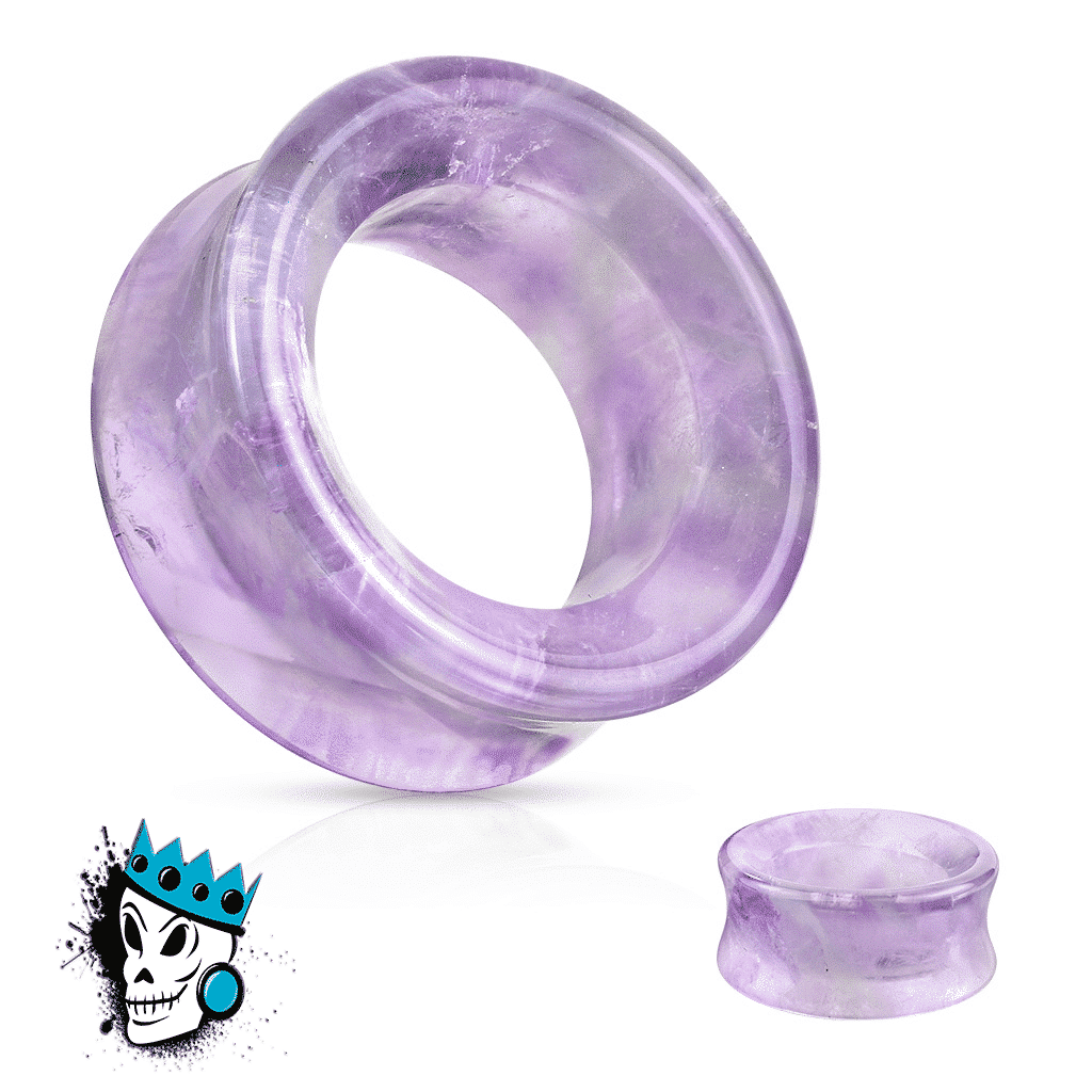 Amethyst Stone Concave Tunnels (2 gauge - 1 inch)