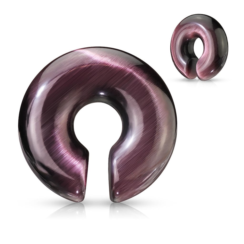 Purple Cat Eye Stone Hoops (2 g - 5/8 inch)