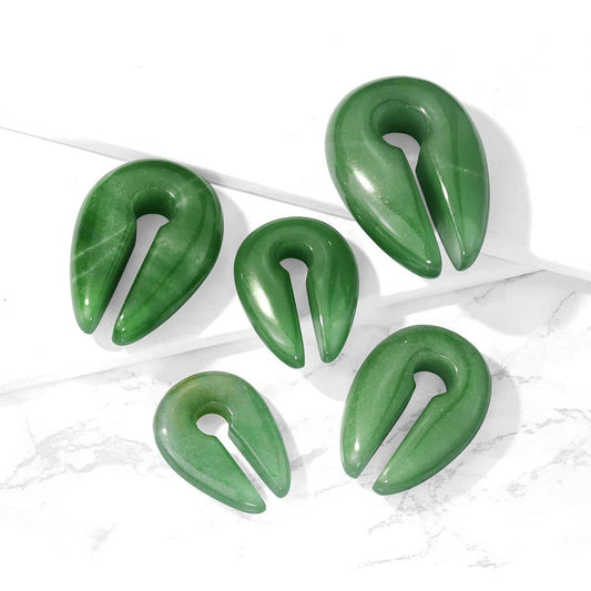 Green Jade Stone Keyhole Weights (0g - 5/8 inch)