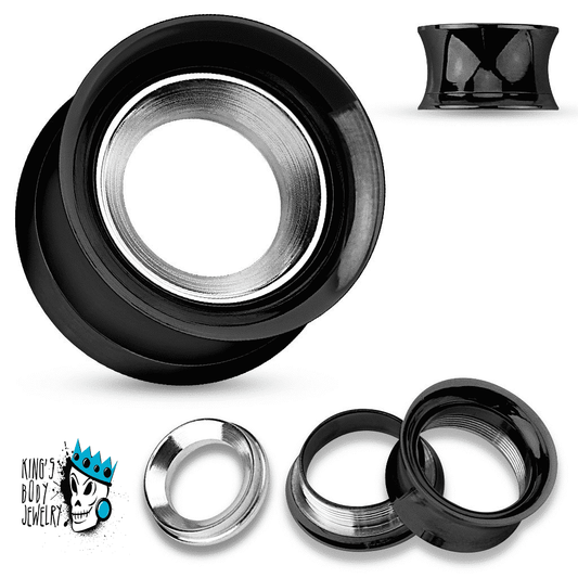 Black Steel Inlay Eyelets (00 gauge - 1 inch)