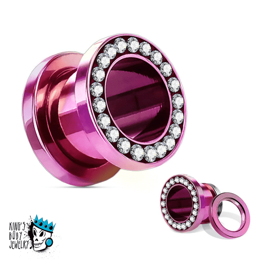 Purple Steel Bling Flesh Tunnels (8 gauge - 00 gauge)