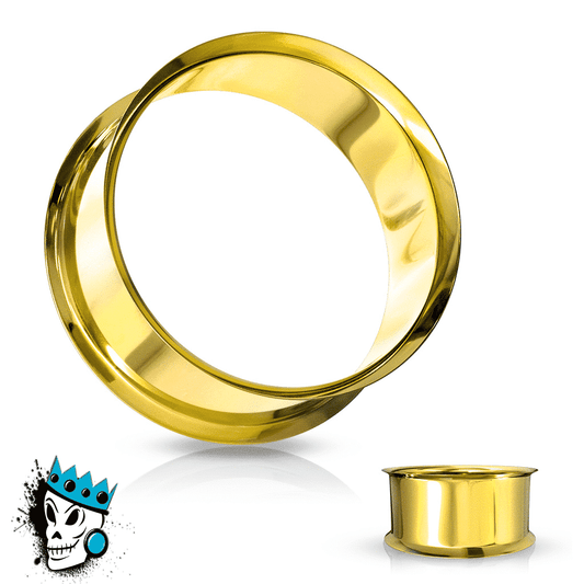 Gold Double Flare Tunnels (8 gauge - 2 1/2 inch)