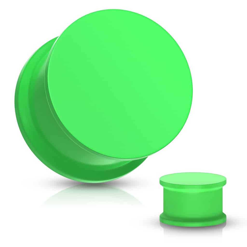 Green Solid Silicone Plugs (8g - 00 gauge)