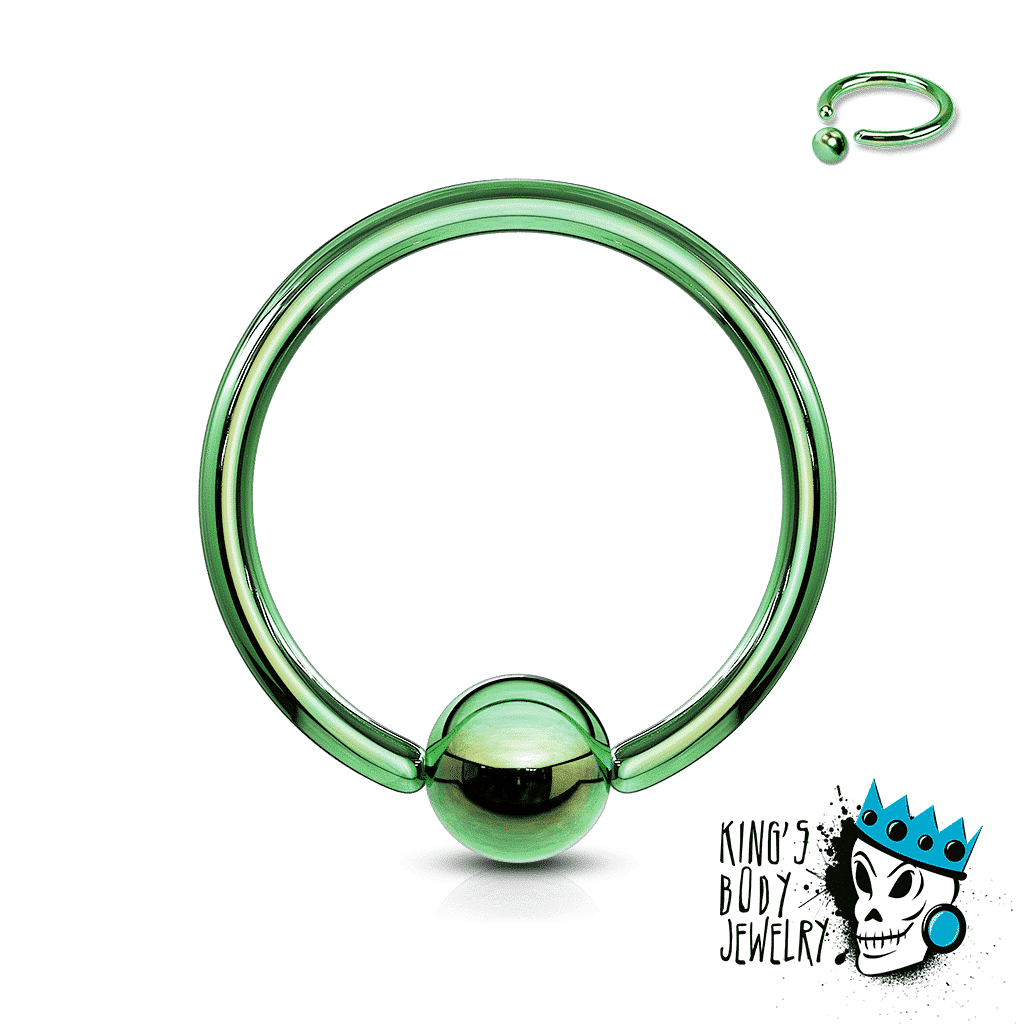 Green Captive Bead Rings (18 g - 14 gauge)