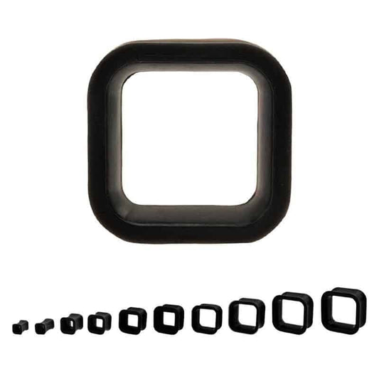 Black Square Silicone Tunnels (2g - 1 inch)