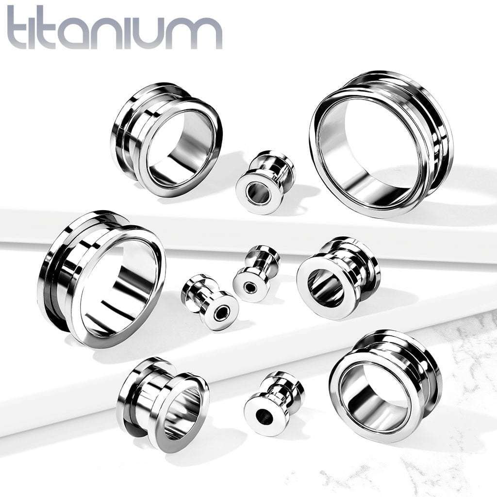 Titanium Flesh Tunnels (8 gauge - 1 inch)