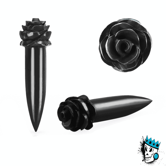Black Areng Wood Rose Tapers (6 gauge to 12 mm)