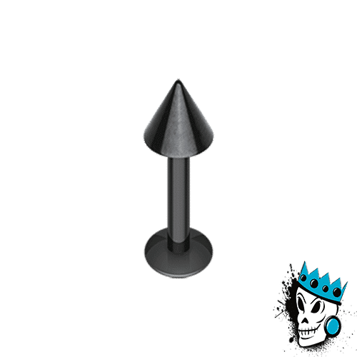 Black Labret Ring w/ spike (16 gauge - 14 gauge)