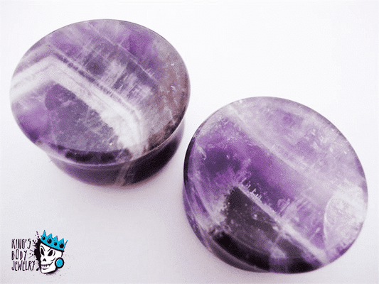 Amethyst Concave Stone Plugs  (6 gauge - 7/8 inch)