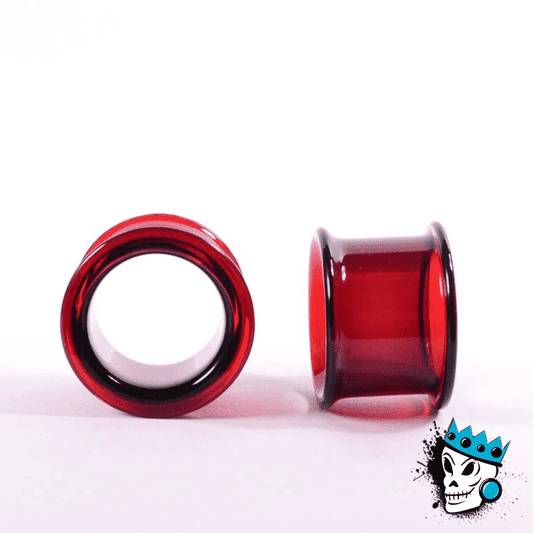 Gorilla Glass Ruby Double Flare Tunnels (8 gauge - 1  & 3/8 inch)
