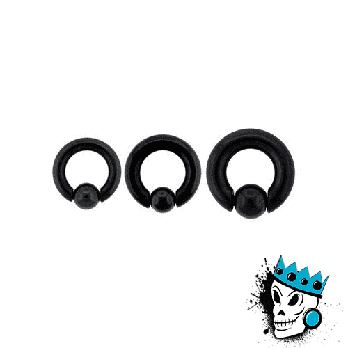 Black Steel captive bead rings (18 g - 00 gauge)