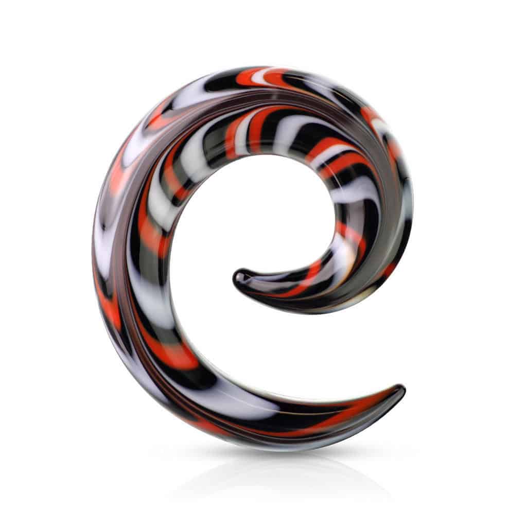 Black, Red, and White Glass Spirals ( 4g - 9/16 inch)