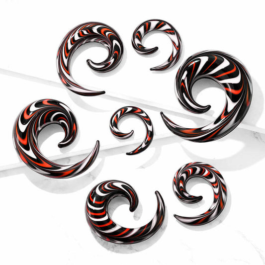 Black, Red, and White Glass Spirals ( 4g - 9/16 inch)