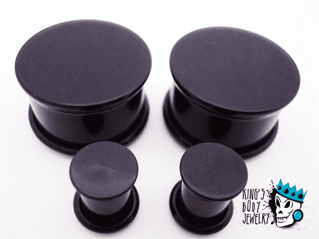 Black Acrylic Single Flare Plugs (10 gauge - 1 inch)