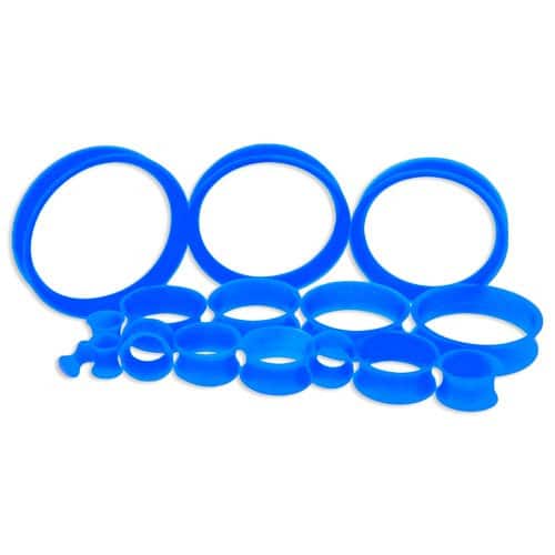 Blue Silicone Thin Tunnels (6 gauge - 2 inch)