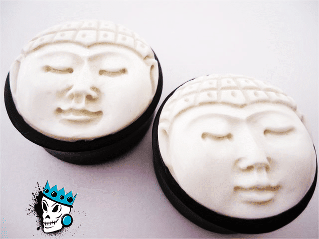 Carved Buddha Face Plugs (7/16" - 31 mm)