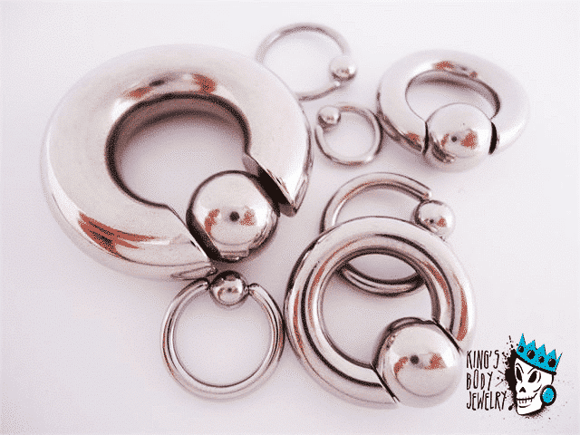 Stainless steel captive bead rings (20 g - 00 gauge)
