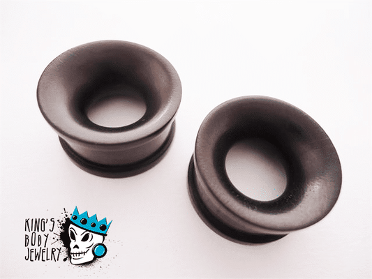 Ebony Wood Concave Tunnels (0 gauge - 7/8 inch)