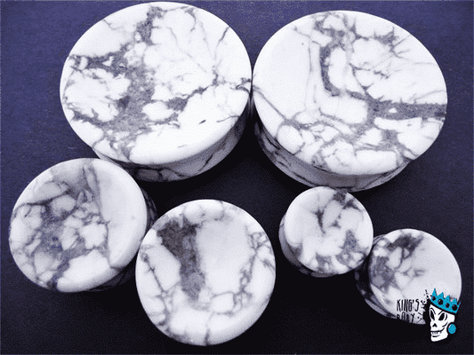 Howlite Concave/Convex Stone Plugs (8 gauge - 1 7/8 inch)