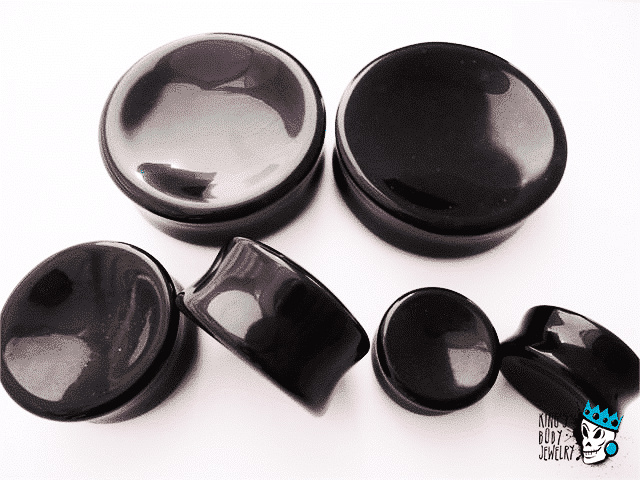 Onyx Concave Stone Plugs (8 gauge - 2 inch)