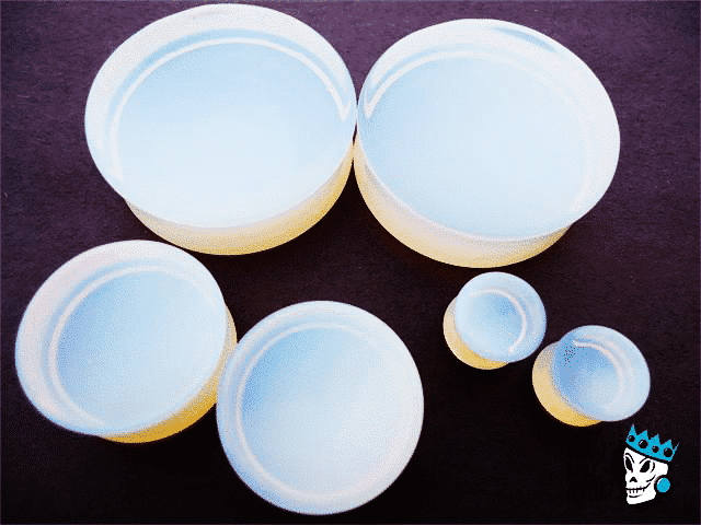 Opalite Concave Stone Plugs  (0 gauge - 2 inch)