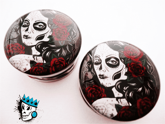 Day of the Dead Girl Flesh Tunnels ( 7/8 inch)