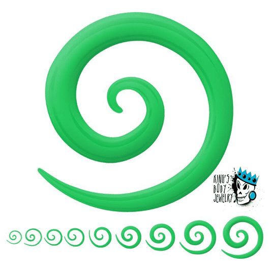 Green Acrylic SUPER Spirals (14 gauge - 00 g)