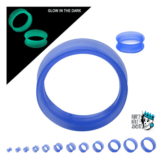 Blue Glow in the Dark Silicone Skin Eyelets (6 gauge - 7/8 inch)