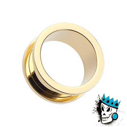 Gold Stainless Steel Flesh Tunnels (2 gauge - 1 inch)