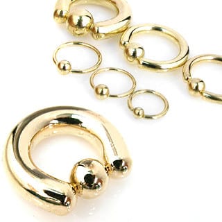 Gold Steel captive bead rings (18 gauge - 2g)