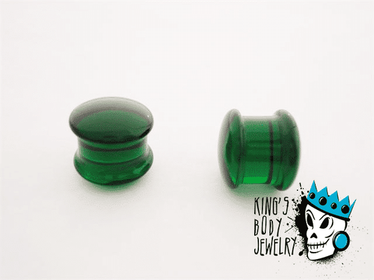 Gorilla Glass Green Solid Double Flare Plugs (8 gauge - 1/2 inch)